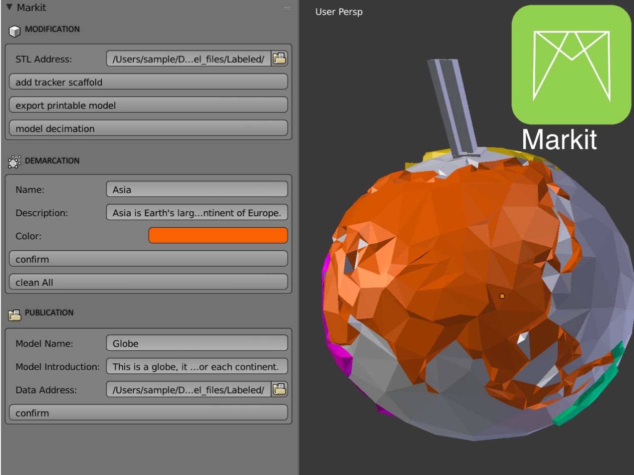 Preview of Markit, showing the UI interface of the tool in Blender